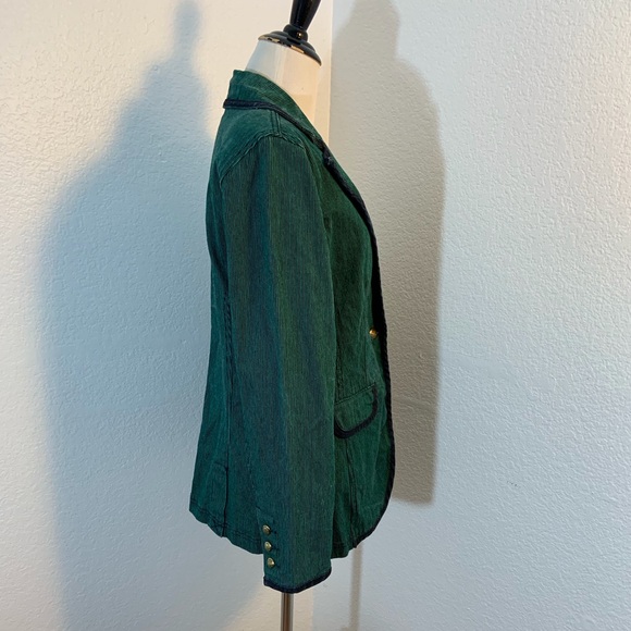NWOT Diane Gilman Green & Black Striped Jean Preppy Blazer Jacket - Picture 6 of 7